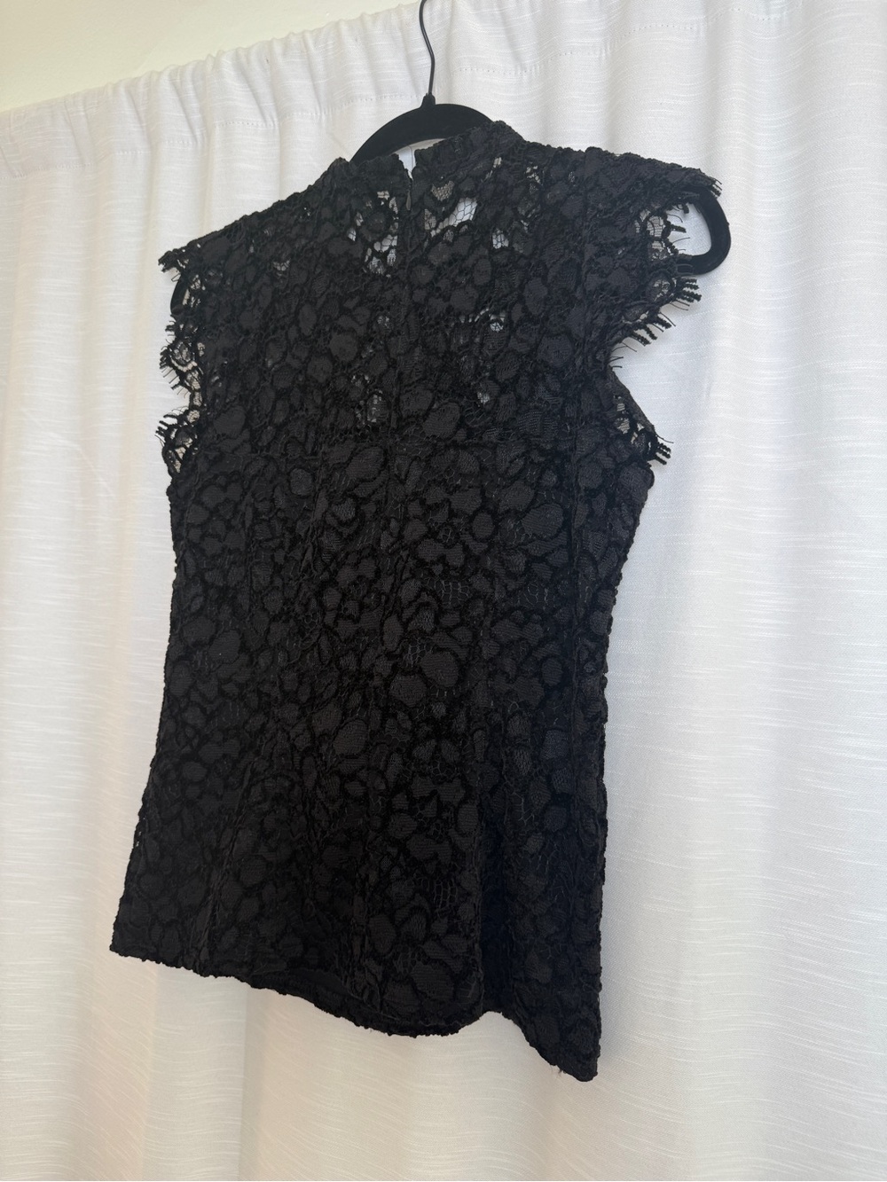 White House Black Market Black Lace Mock Neck Top | Size 2 - Picture 9 of 12